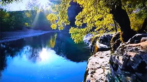 Reflections in the River Water Stock Photos