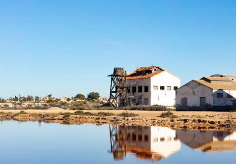 Reflections on salt lagoon Stock Photos