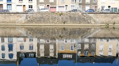 Reflections in the sarthe river at Le Mans, France. Stock Footage 95716085