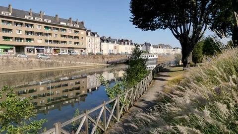 Reflections in the sarthe river at Le Mans, France. Video stock 95719048