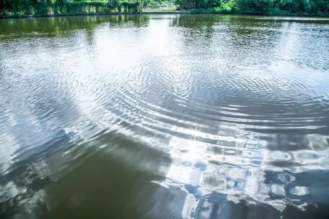 Reflections of sky on rippled water surface Stock Photos