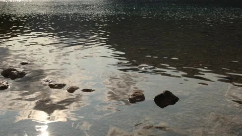 The reflections of the stones in lake Video stock 304592321