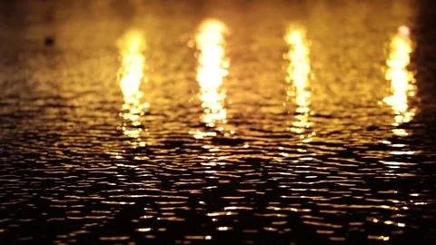 Reflections of street lights on the water. Video stock 77233632