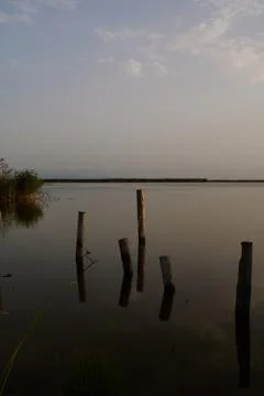 Reflections of the sunset in the lagoon Stock Photos