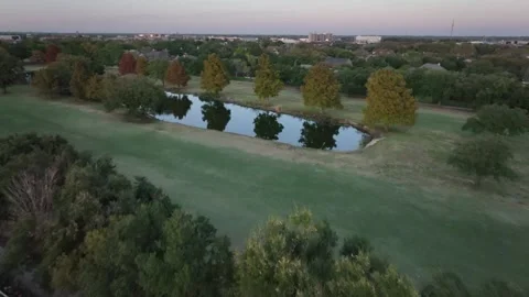 Reflections of Trees in a Pond, Drone Aerial View, Bryan, Texas, USA Stock Footage 166743497