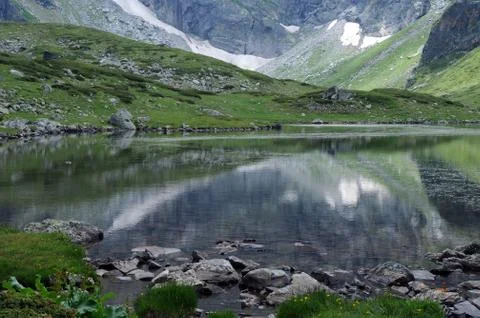 Reflections in the twin lake Stock Photos