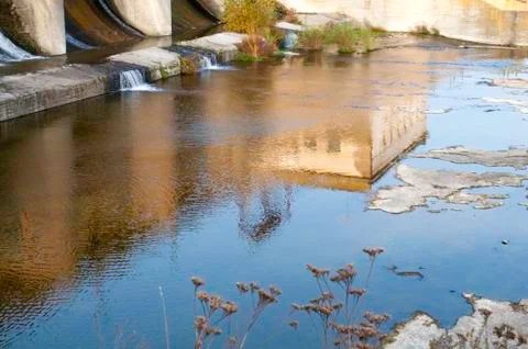 Reflections in the water dam Stock Photos