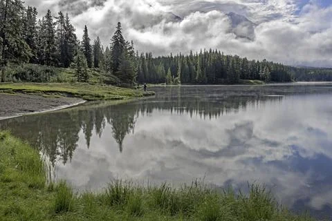 Reflections in the Water of Johnson Lake Stock Photos