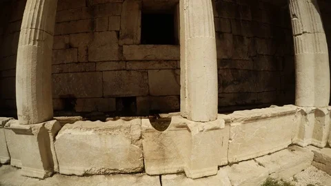 Reflections From Water on Wall and Columns in Antonine Nymphaeum Opulent Stock Footage 75328159