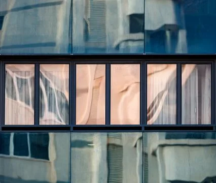 Reflections in a window in Benidorm Stock Photos