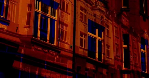 Reflections on the windows: red Stock Footage 263546456