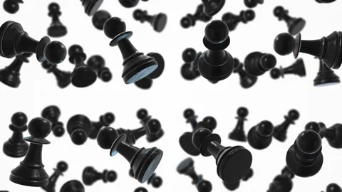 Reflective 3D Black Chess Falling Animation. Chess Falling Rain. 4K Stock Footage 278484396