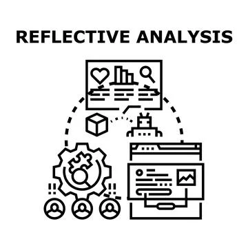 Reflective analysis process vector concept illustrating data evaluation イラスト素材