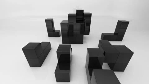 Reflective black cubes form large cube Video stock 232050119