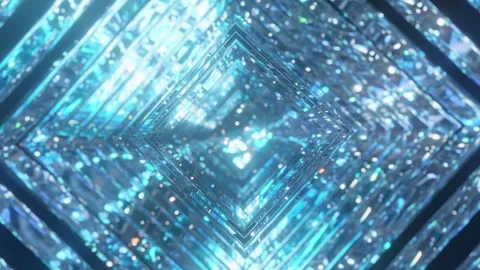 Reflective Blue Layers with Light Patterns Video stock 274245023