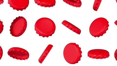 Reflective Bottle Caps Falling on a White Background. 3D Bottle Caps. 4K Stock Footage 282695830