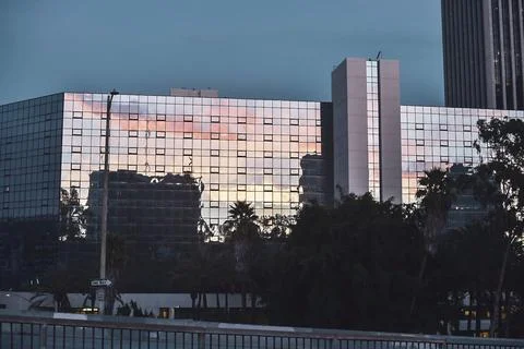 Reflective building at sundown Stock Photos