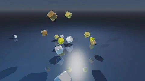 Reflective colorful cubes falling and bouncing 動画素材 345277728