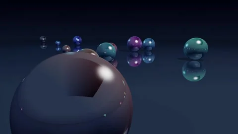 Reflective colorful spheres bouncing on a surface Stock-Footage 347017229