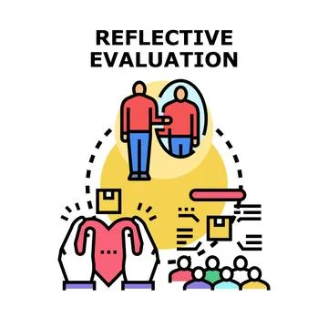 Reflective evaluation concept for self assessment and feedback Stock Illustration