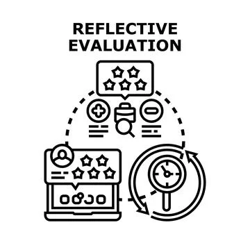 Reflective evaluation process analyzing feedback and performance Stock Illustration