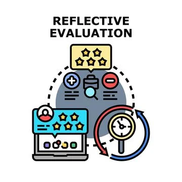 Reflective evaluation process analyzing feedback and performance Stock Illustration