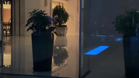 Reflective Glass Window Overlay with Urban Street Light Reflections Stock-Footage 334358257