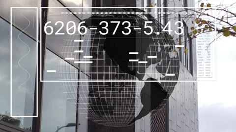 Reflective globe receiving HUD overlay after auto tech scan, showing numeric Stock Footage 331169108