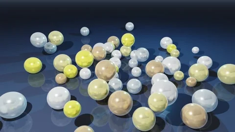 Reflective glossy spheres falling and bouncing Stock Footage 340664456