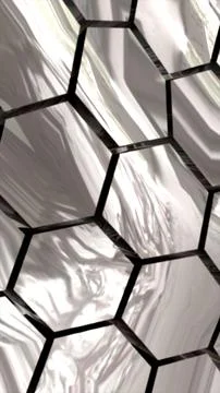 Reflective hexagonal metallic structure with glossy surfaces creating a fut.. Stock Illustration