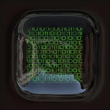 Reflective illustration of binary numbers. Illustrazione stock