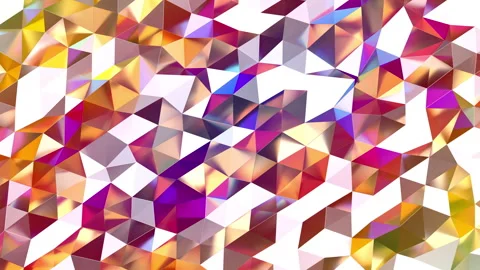 Reflective iridescent geometric triangles pattern background moving Stock Footage 347593889