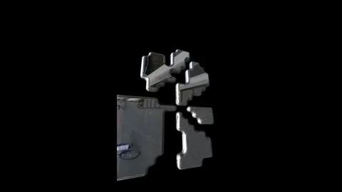 Reflective jigsaw puzzle pieces assembling on black background Stock Footage 344325336