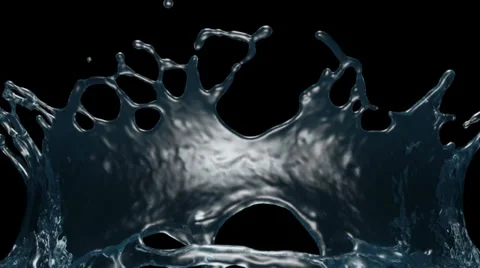 Reflective light blue water splash in slow motion, alpha included (FULL HD) Video stock 39480334