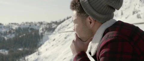 Reflective Man on Mountain Peak Video stock 243742909