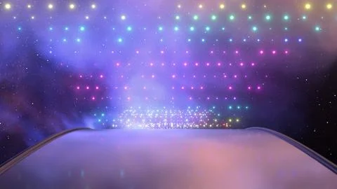 Reflective Mirror Path Floating In Space With Sparkling Neon Lights Stockillustratie