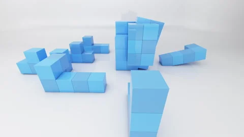 Reflective nlue cubes assembly Video stock 232050607