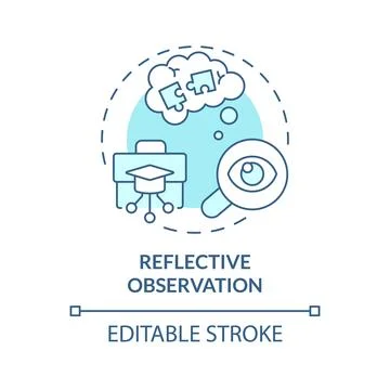 Reflective observation soft blue concept icon Stock Illustration