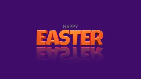 Reflective orange Happy Easter on vibrant purple background 库存影片 258732552