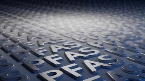 Reflective PFAS background shallow focus - 3D render illustration Ilustración de archivo