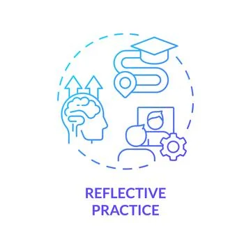 Reflective practice blue gradient concept icon Stock Illustration