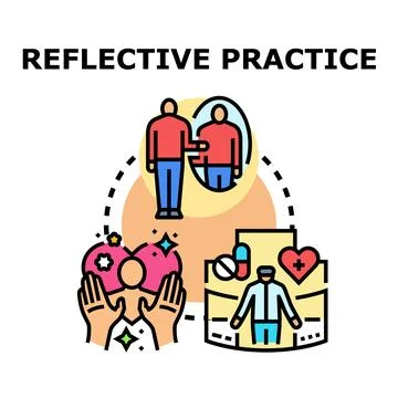 Reflective practice concept illustration for self assessment and development Stock Illustration