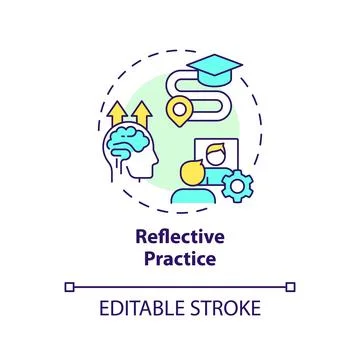 Reflective practice multi color concept icon Illustrazione stock