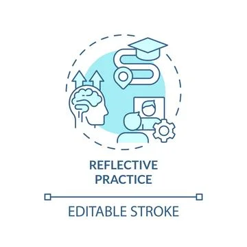 Reflective practice soft blue concept icon Illustrazione stock