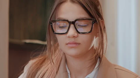 Reflective professional taking pause. Calm worker rests eyes in quiet office. An Stock Footage 335887859