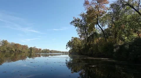 Reflective river landscape Stock Footage