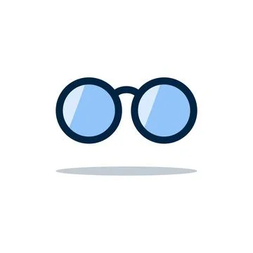 Reflective round glasses and shadow. Vector. Stock Illustration