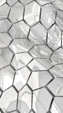 Reflective silver hexagonal surface with distorted mirrored reflections cre.. Stock Illustration