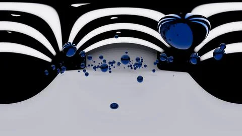 Reflective spheres on background wide angle 3d render Stock Illustration