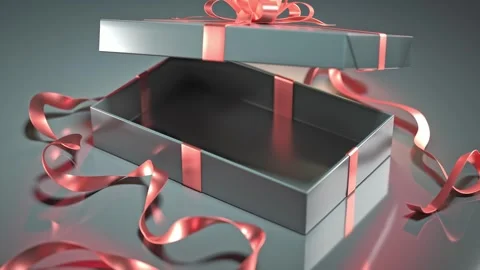 The reflective surface enhances a gift box with a beautiful bow, surrounded.. Stock Footage 294325402